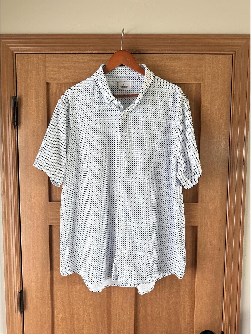 7 Diamonds Golf Premium Men’s Polo Short Sleeve Shirt White & Blue size XXL